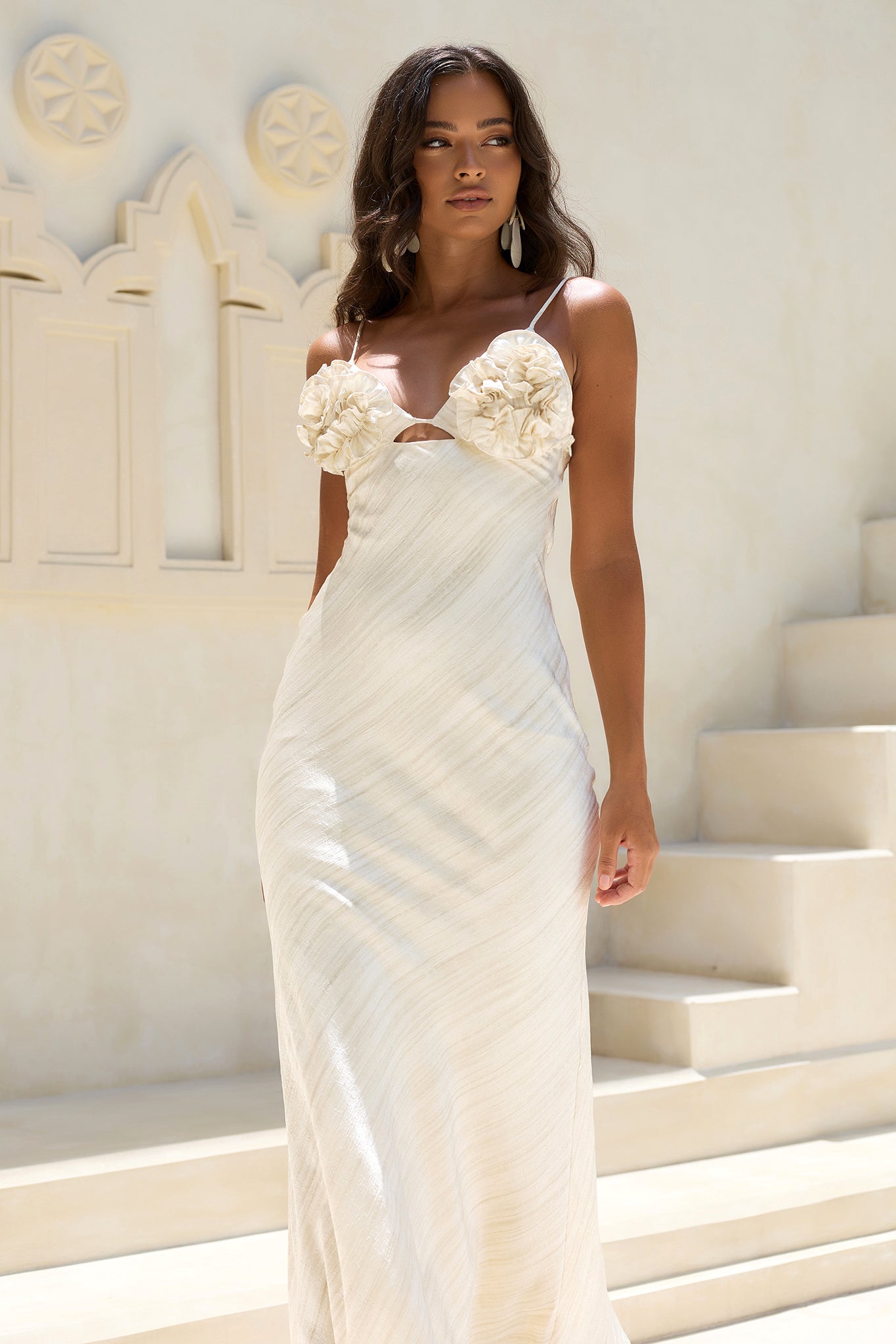 Found Myself Satin Maxi Dress - Cream