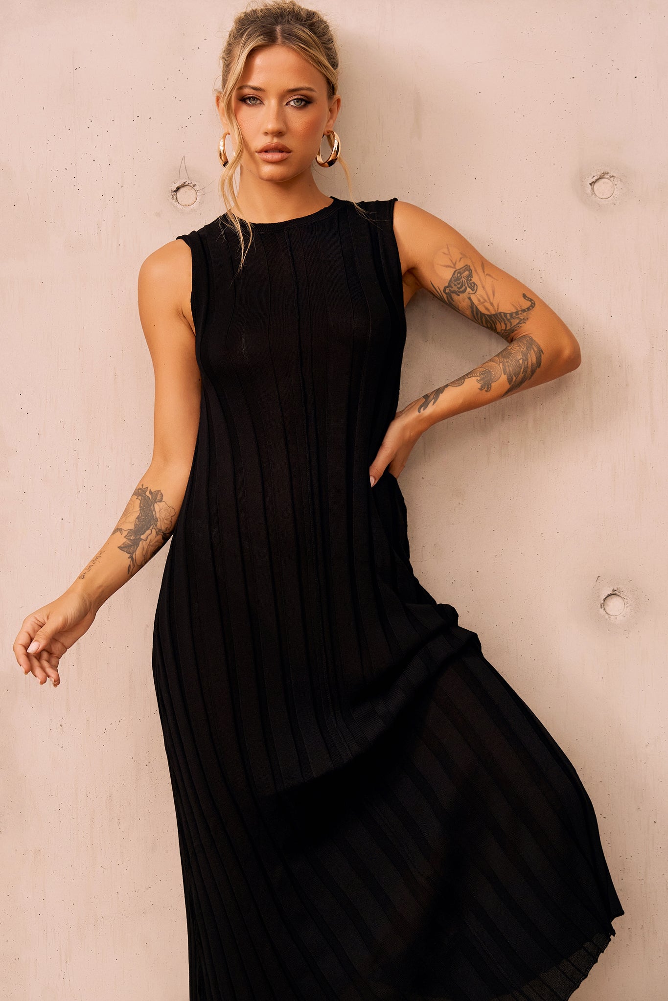 Francis Knit Maxi Dress - Black