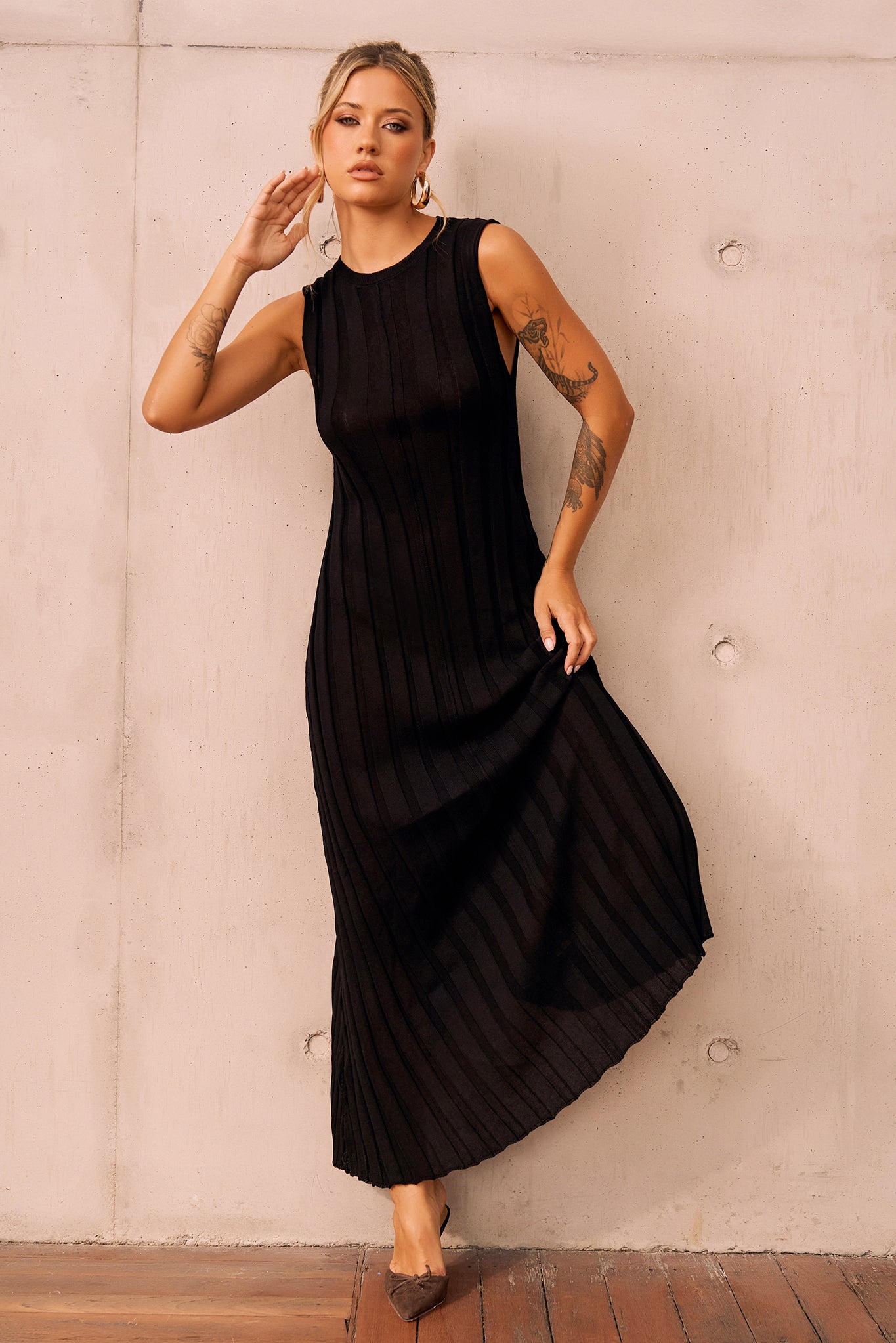 Francis Knit Maxi Dress - Black