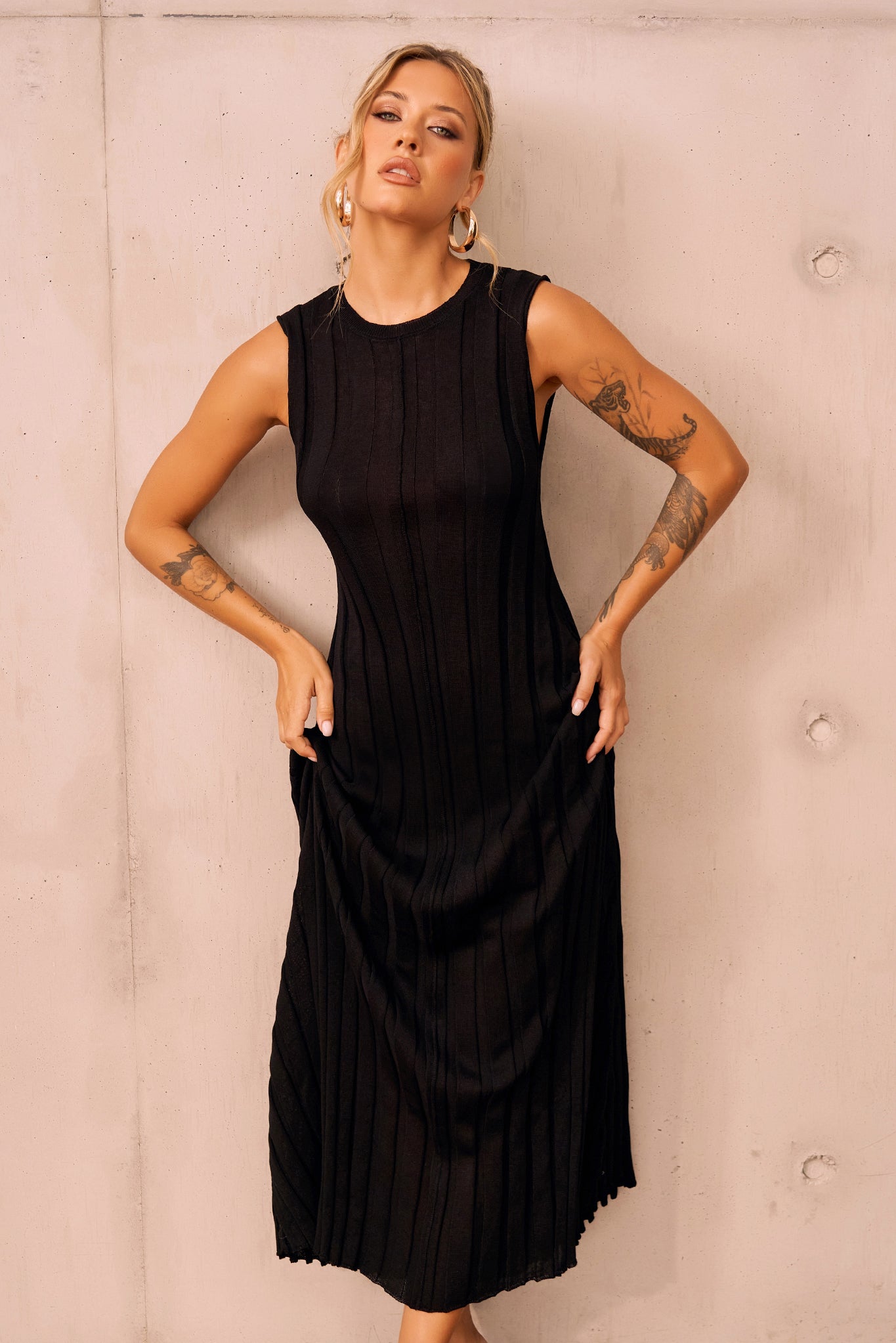 Francis Knit Maxi Dress - Black