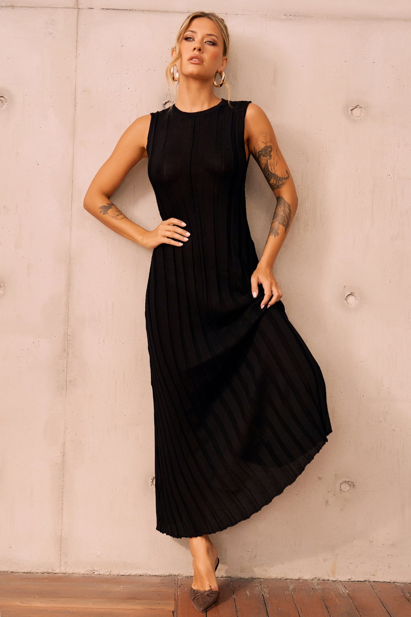 Francis Knit Maxi Dress - Black