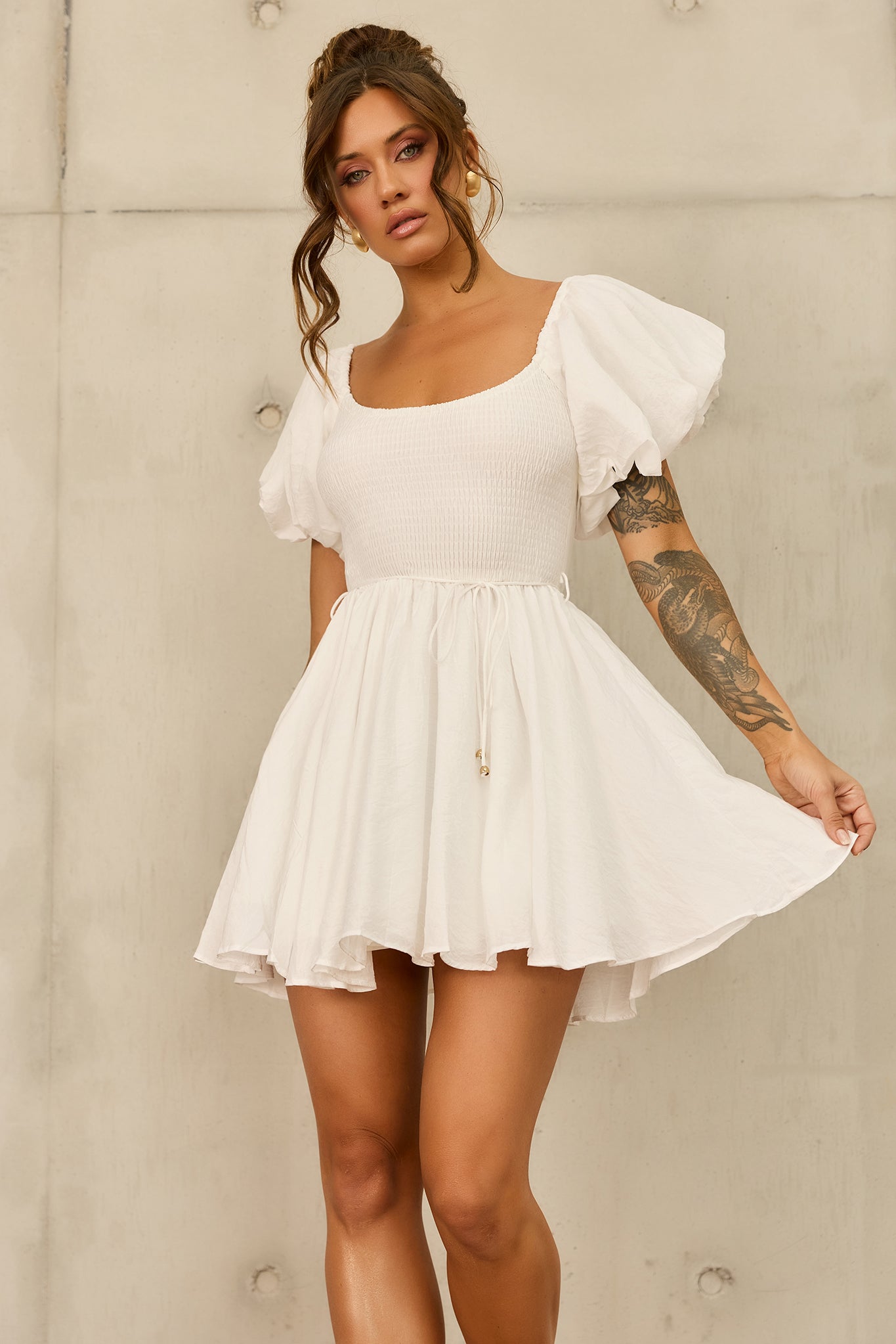 Italian Summer Mini Dress - White