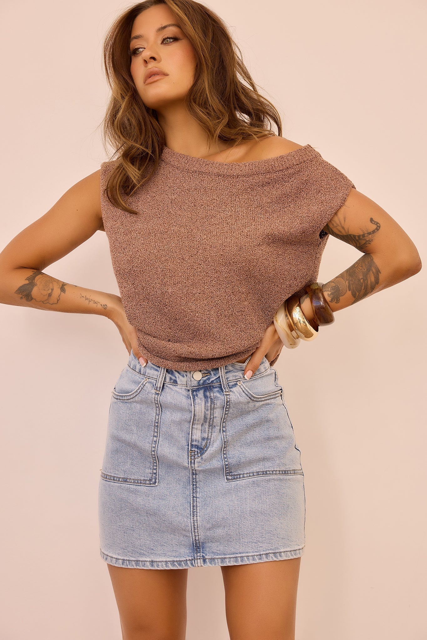 Luxury Lookbook Denim Skirt - Washed Blue