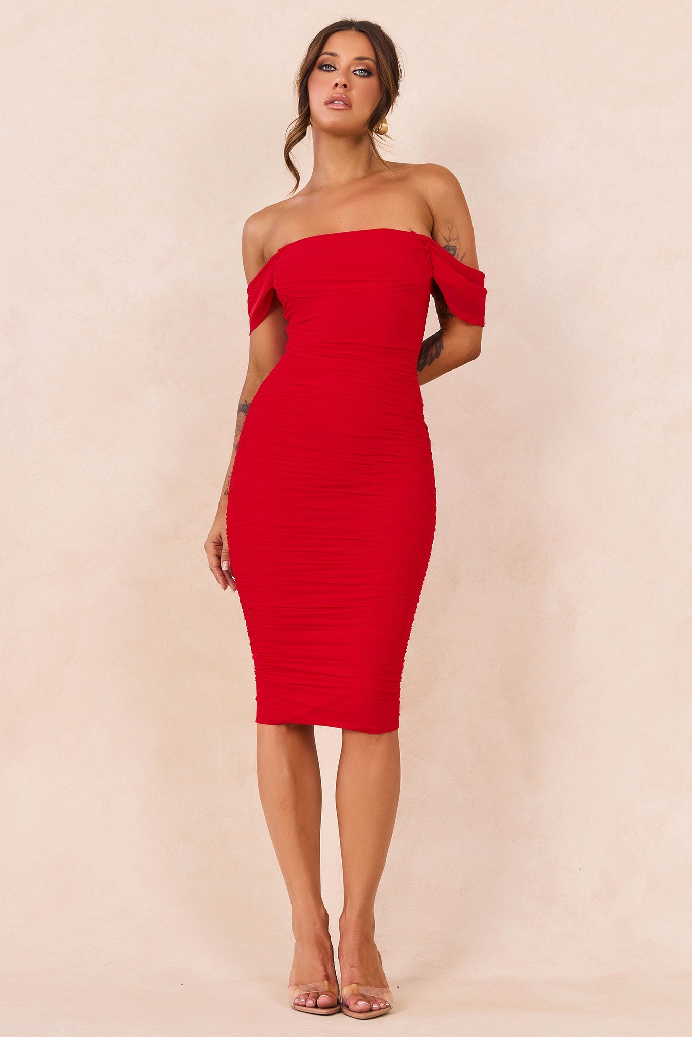 Main Character Mesh Midi Dress - Red