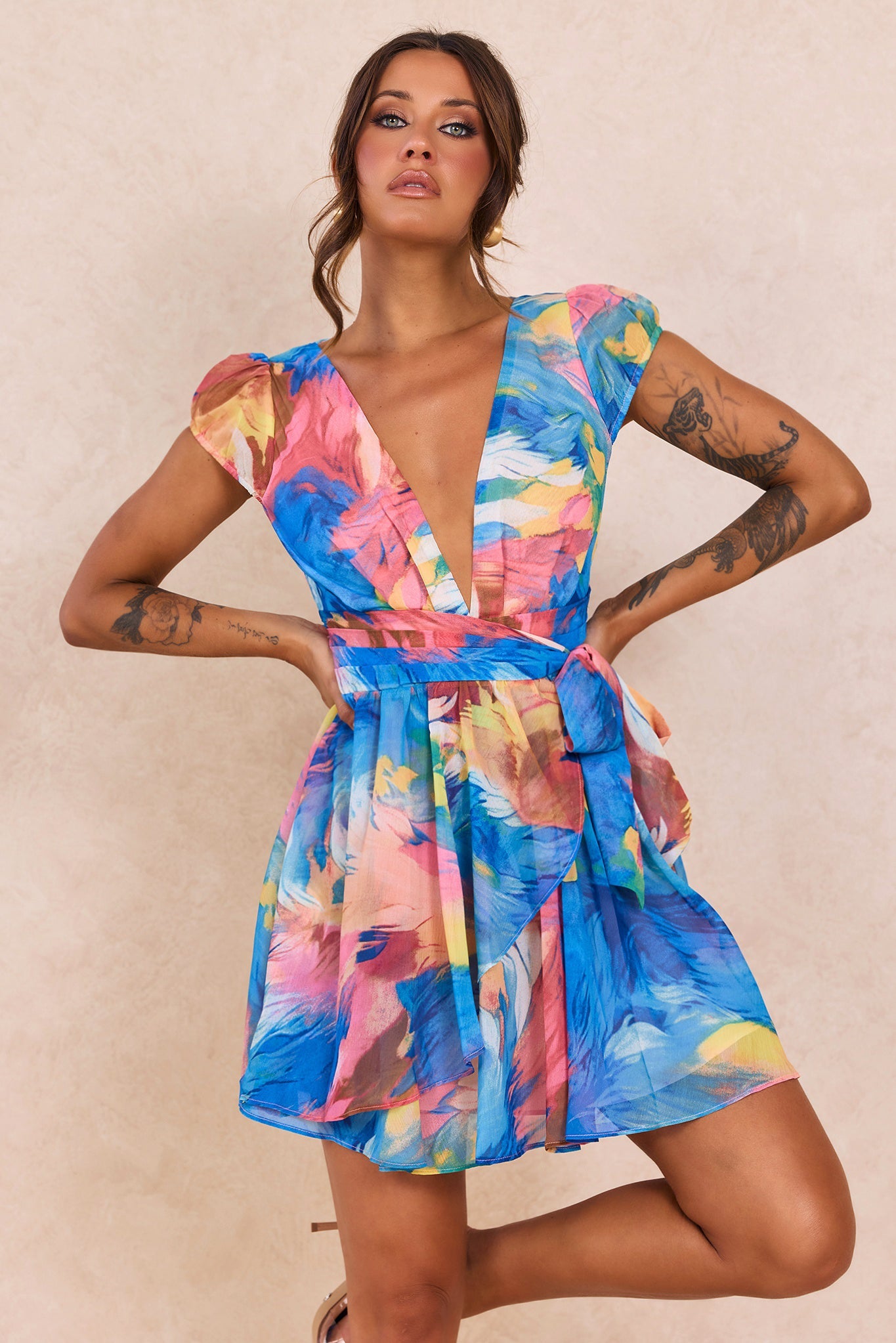 Marbella Mini Dress - Blue Multi