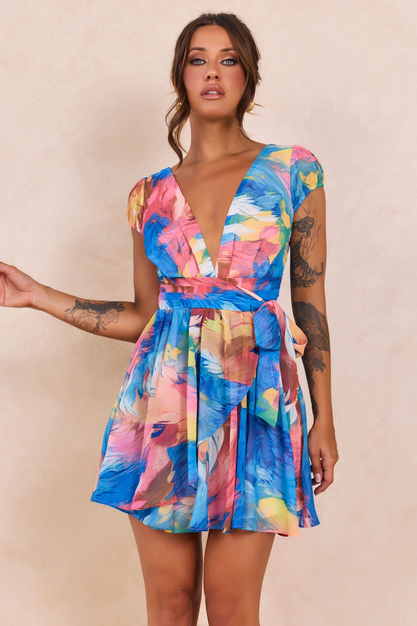 Marbella Mini Dress - Blue Multi