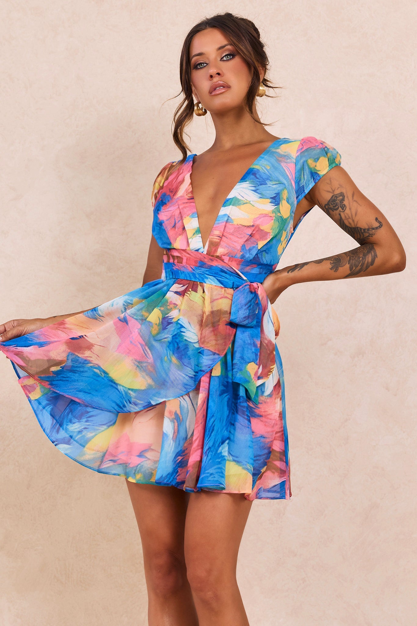 Marbella Mini Dress - Blue Multi