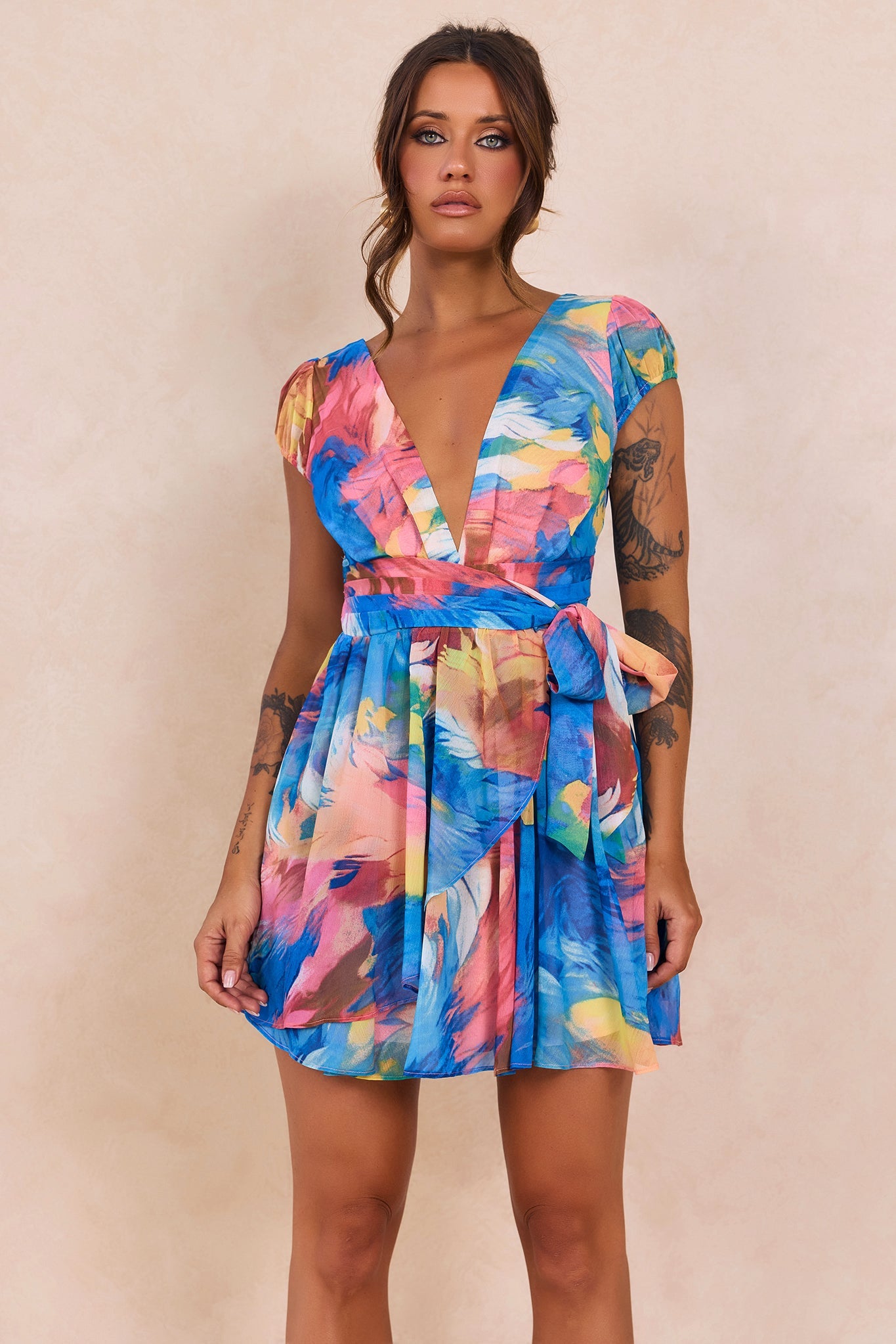 Marbella Mini Dress - Blue Multi