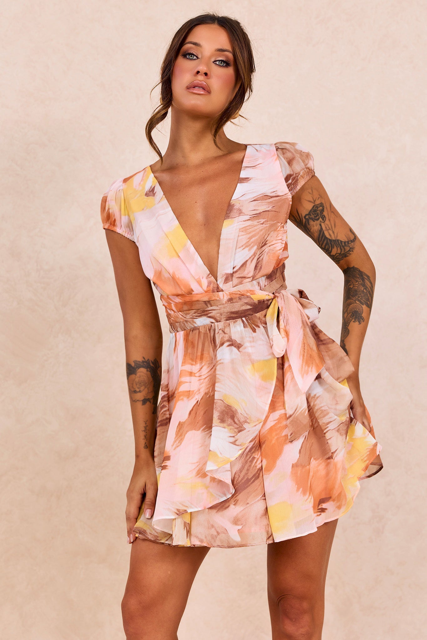 Marbella Mini Dress - Orange Multi