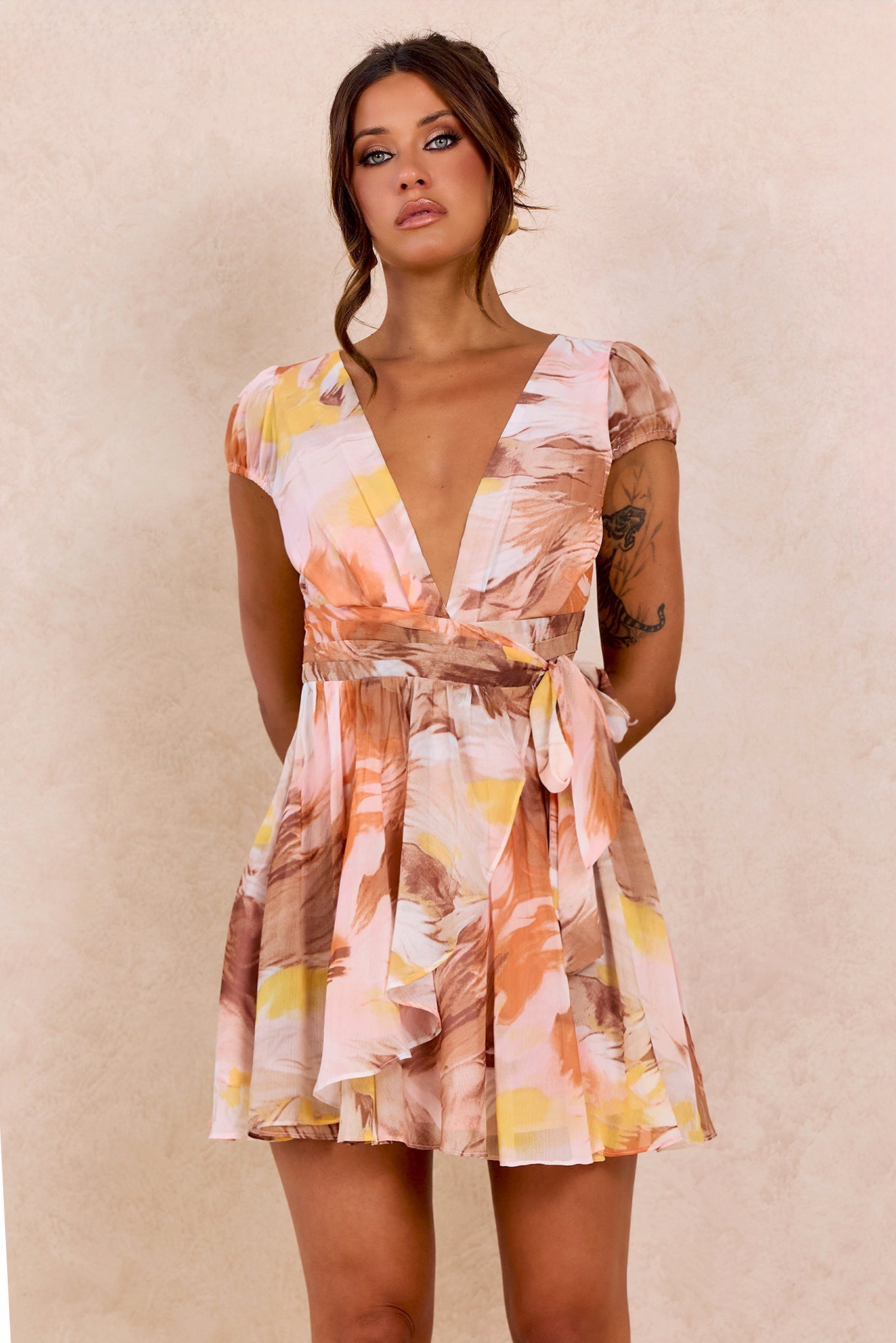 Marbella Mini Dress - Orange Multi