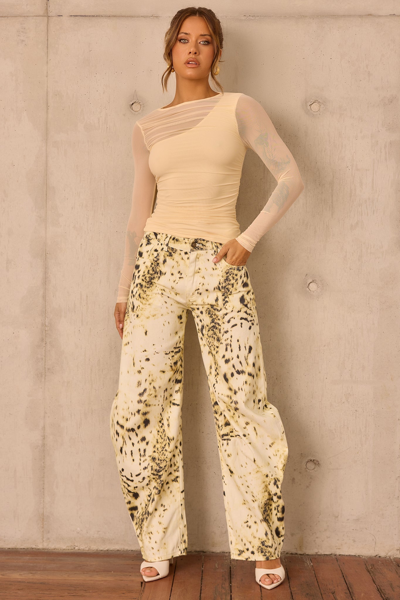 Montmartre Leopard Denim Jeans - Snow Leopard