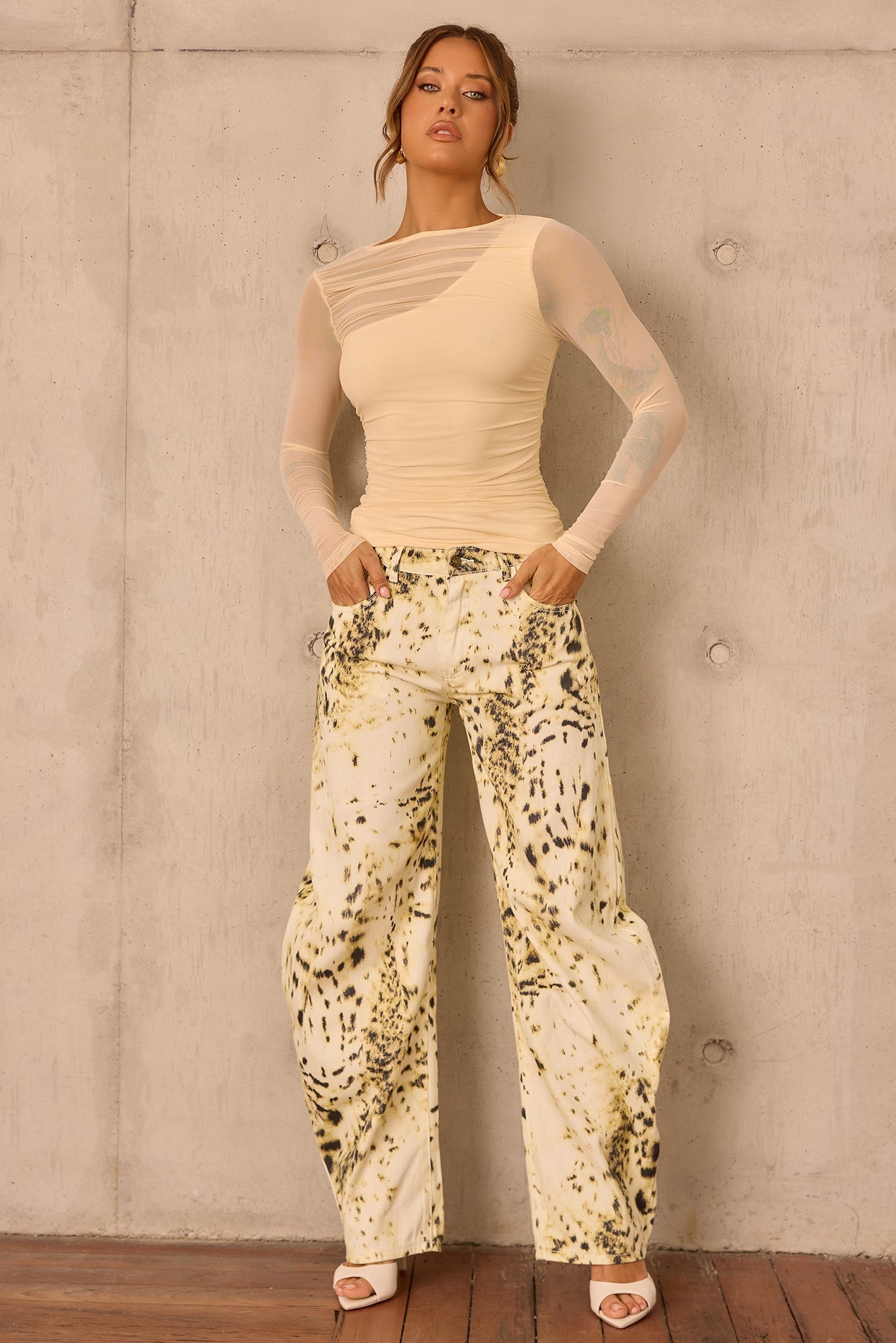 Montmartre Leopard Denim Jeans - Snow Leopard