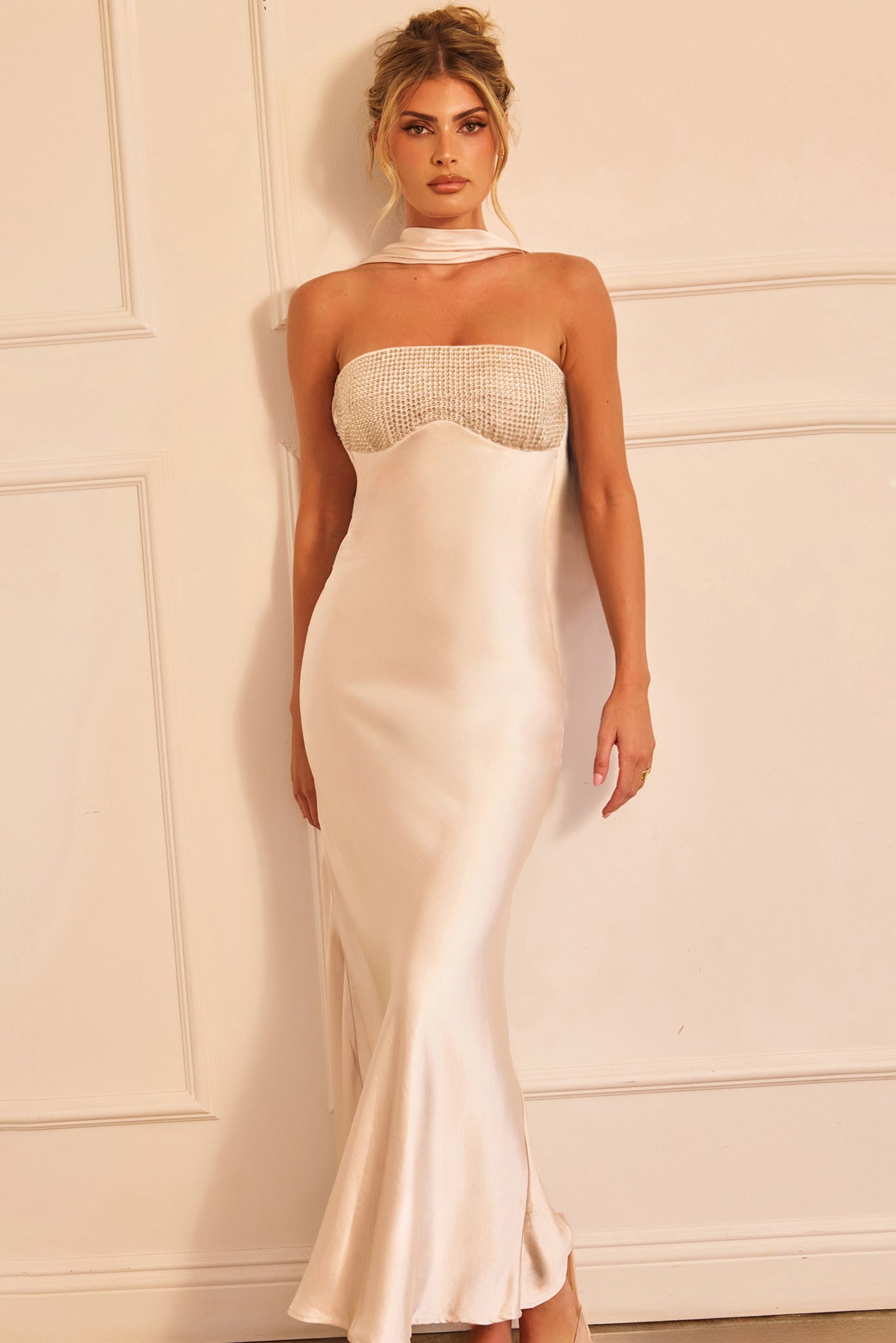 Moonlit Mirage Maxi Dress - Champagne