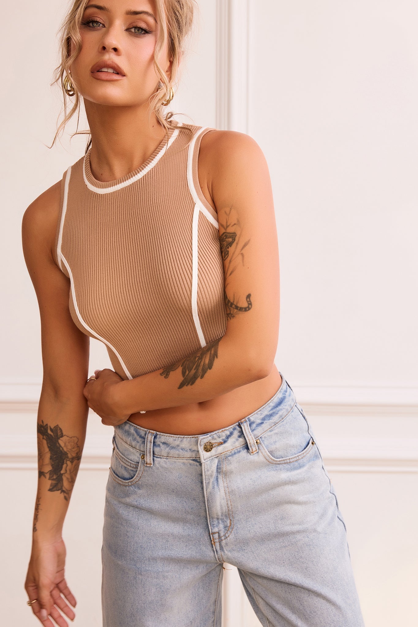 My Little Micro Knit Top - Camel