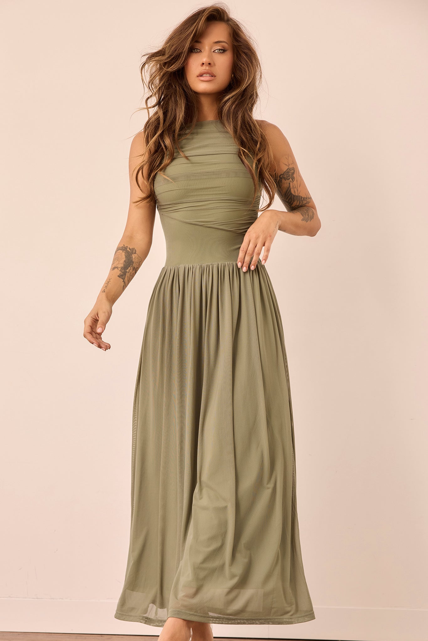 Painters Garden Maxi Dress - Olive