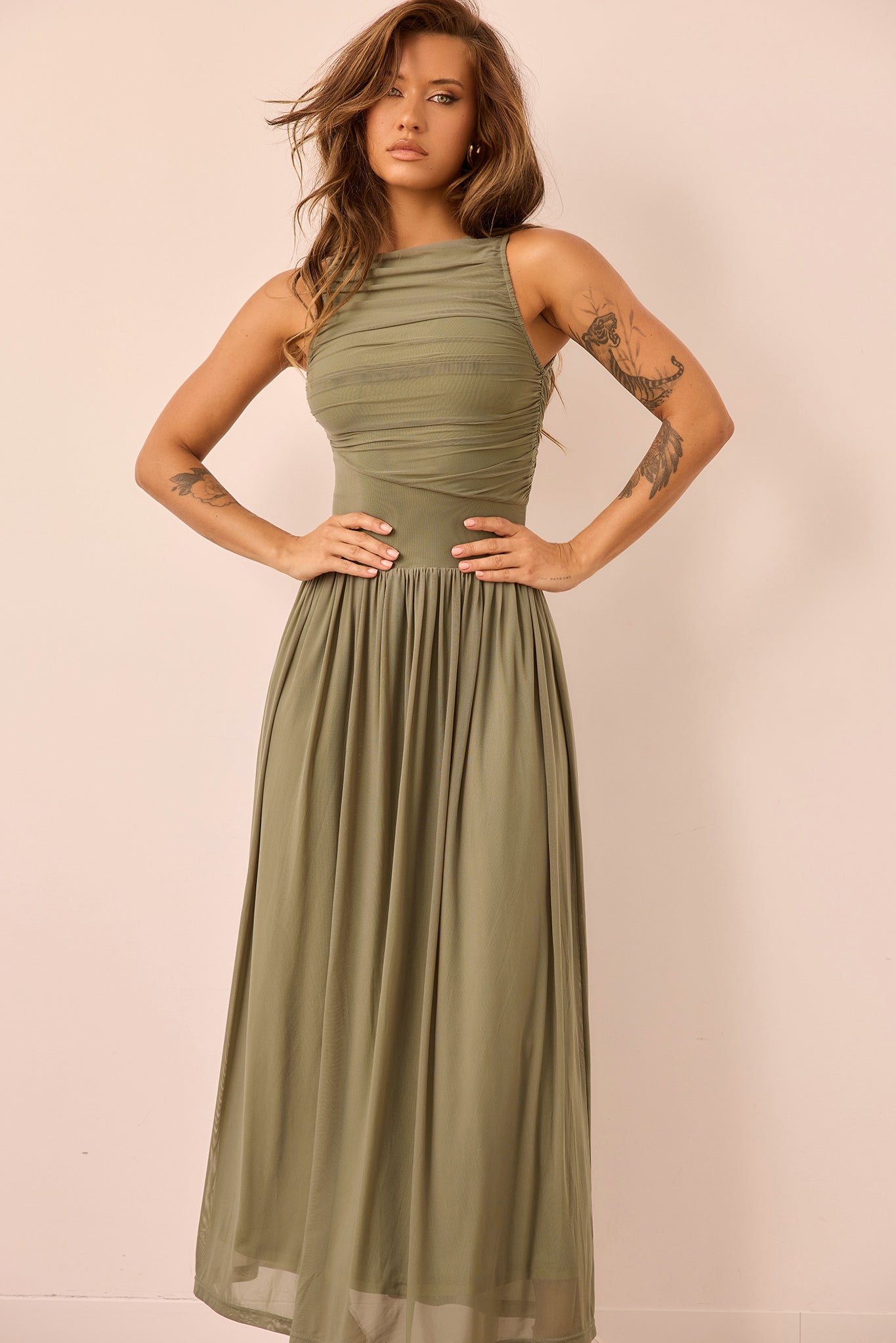 Painters Garden Maxi Dress - Olive