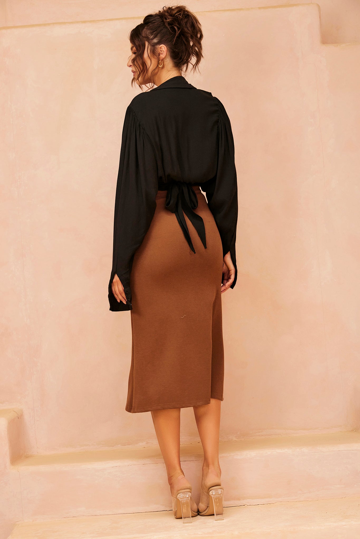 Pull Me In Midi Skirt - Brown