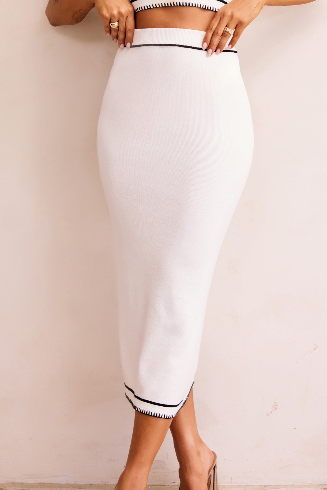 Rada Knit Midi Skirt - White