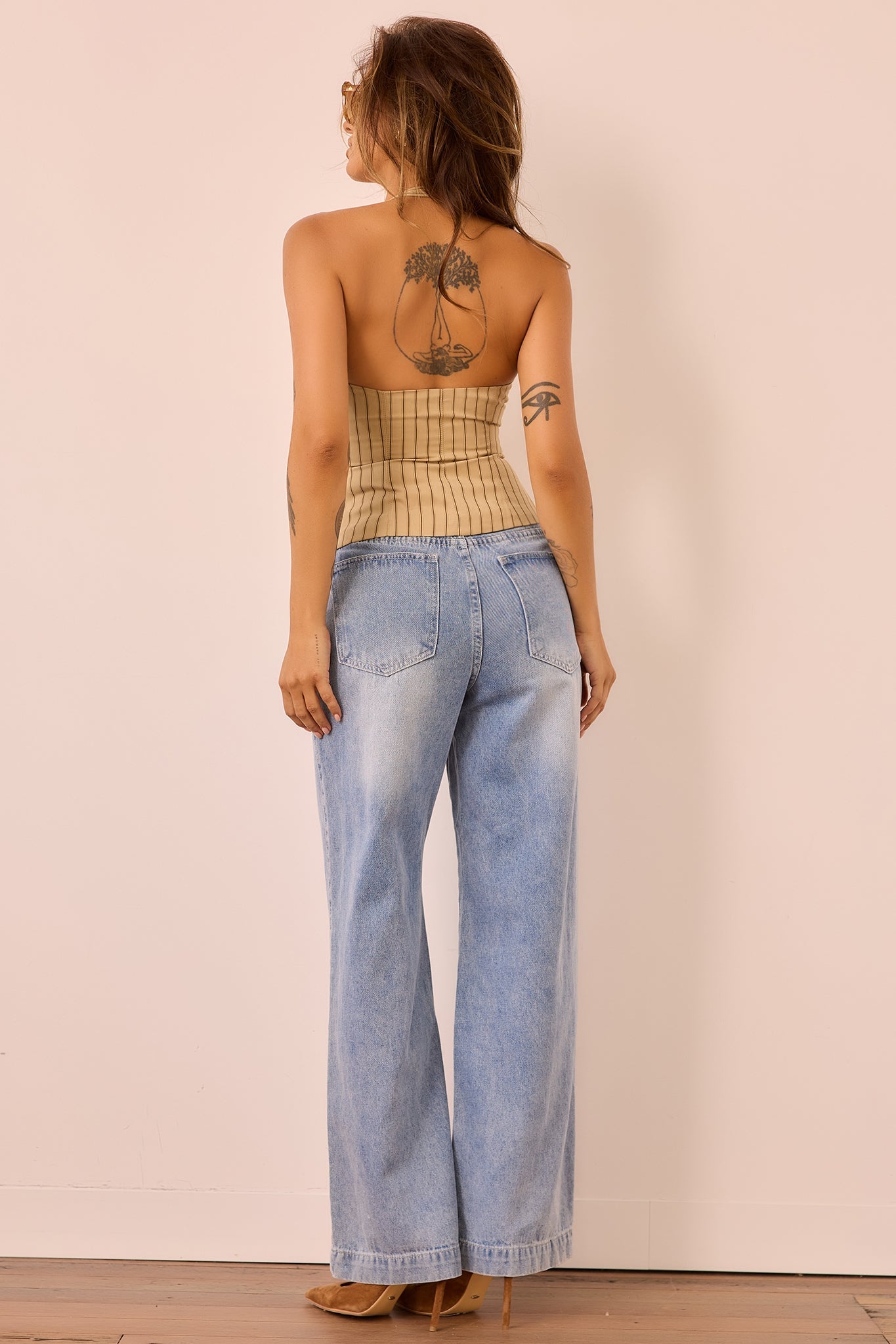Retro Fade Wide Denim Jeans - Washed Blue