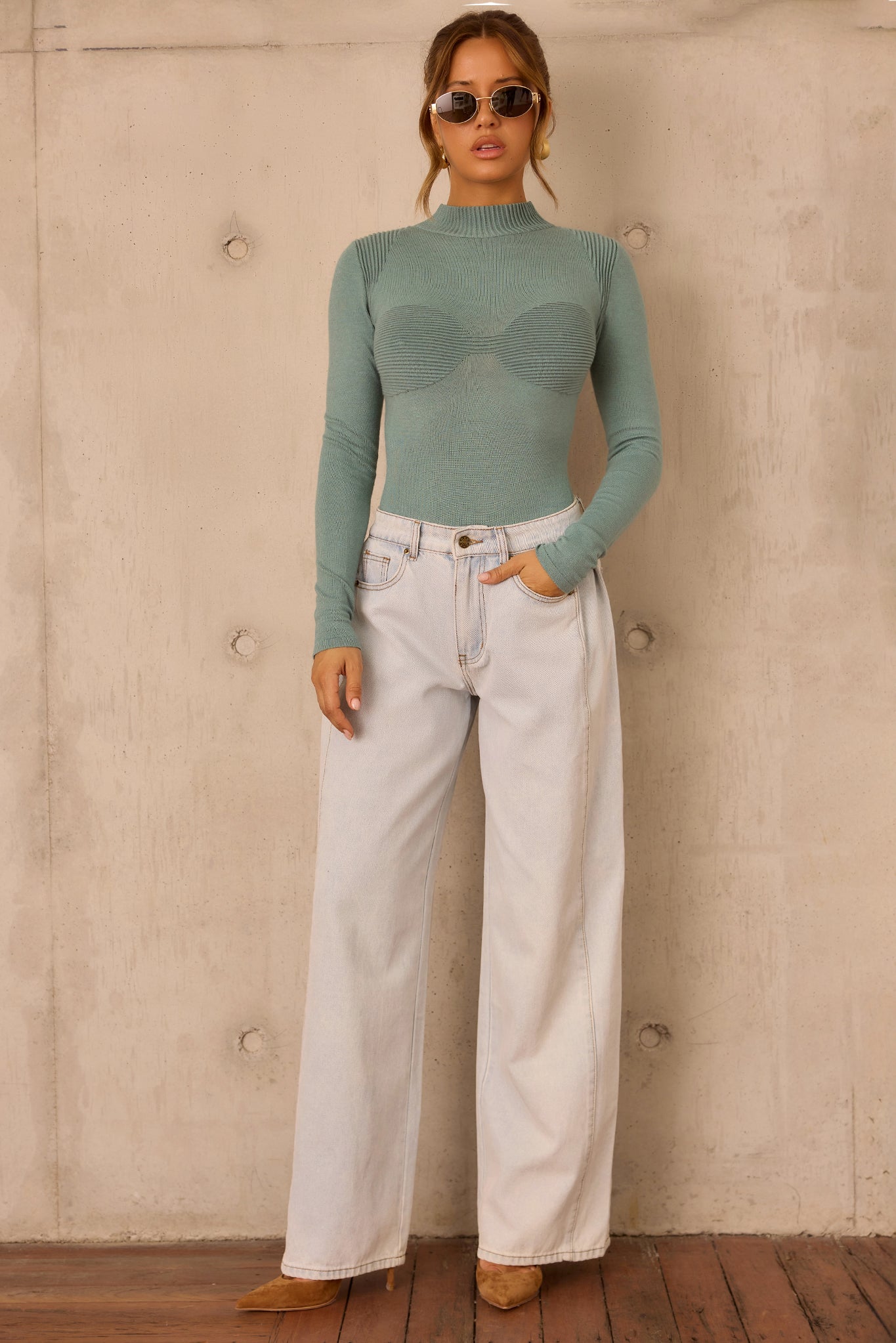 Sculpted Verse Knit Bodysuit - Sage