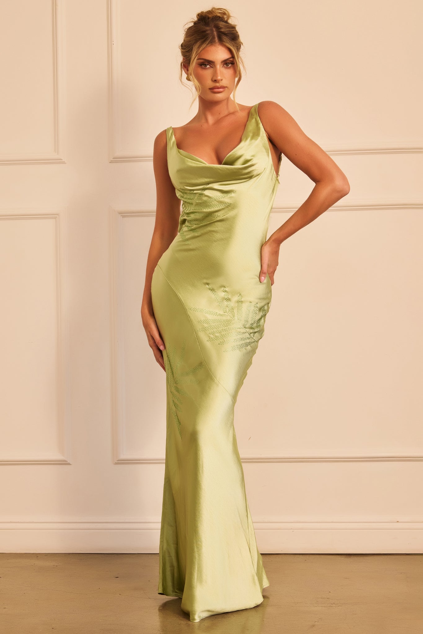 Serein Drape Maxi Dress - Apple Green