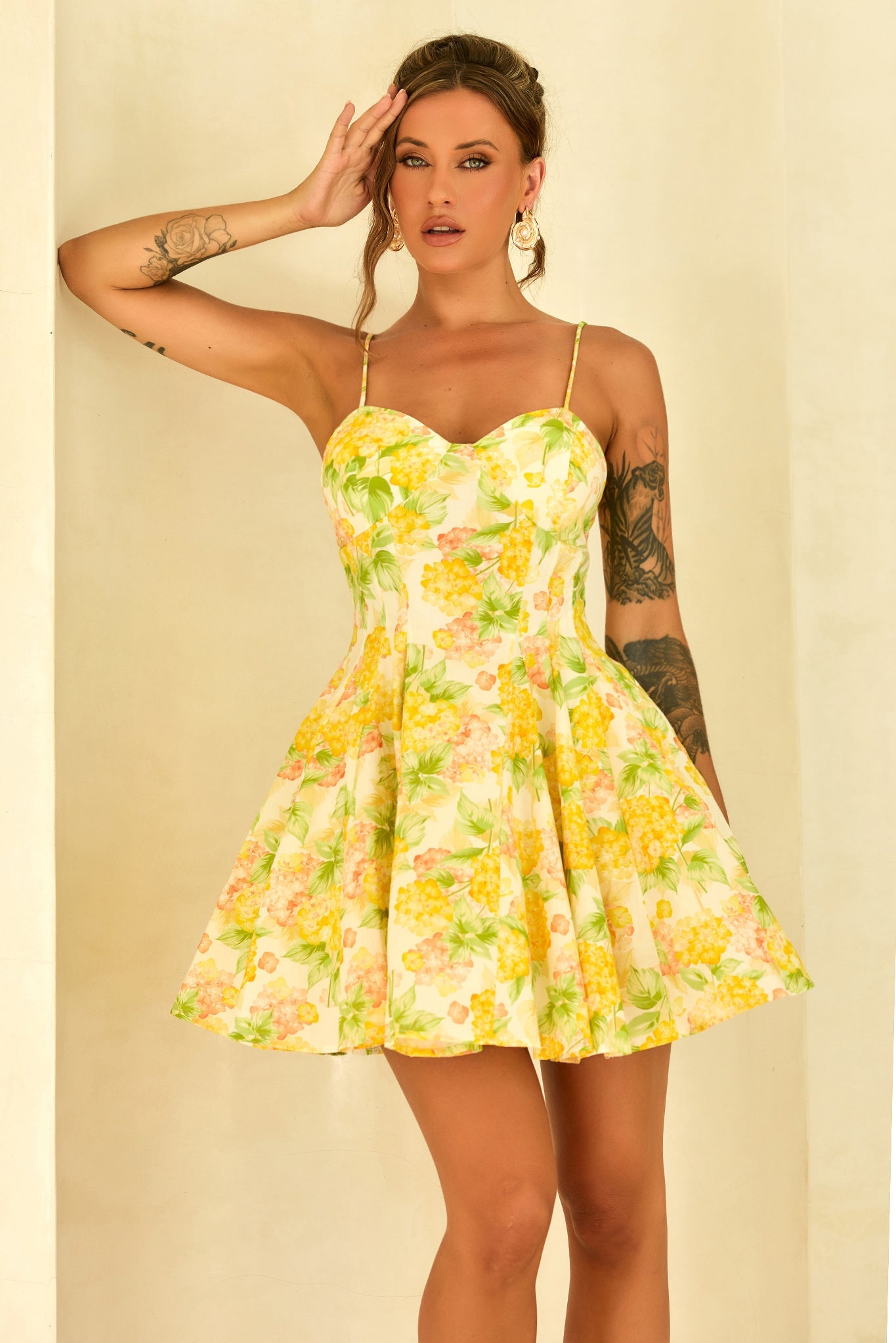 Signature Lady Woven Mini Dress - Yellow