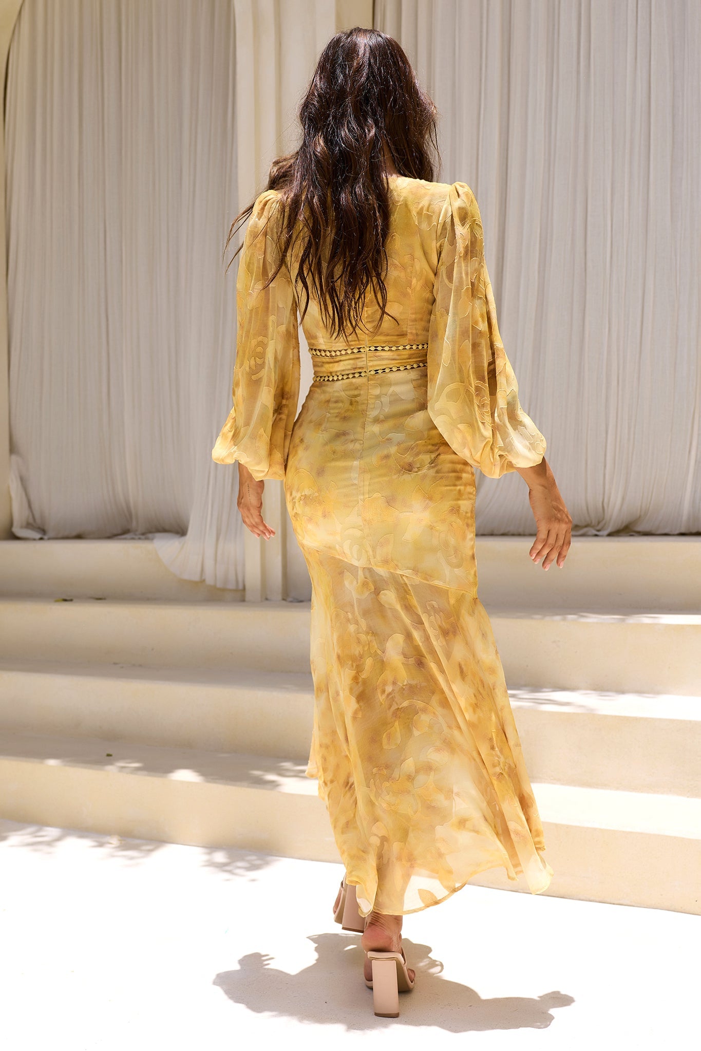 Solstice Bloom Chiffon Maxi Dress - Yellow
