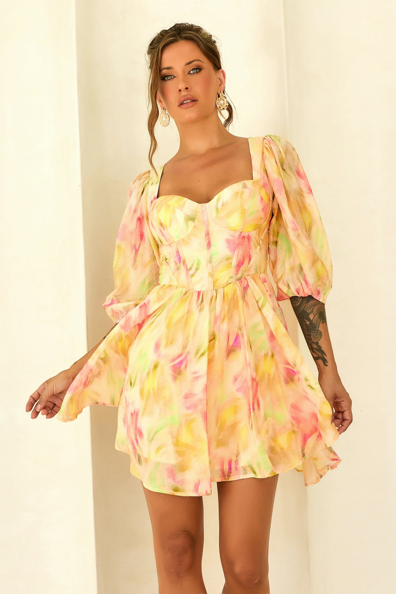 Soulful Days Woven Mini Dress - Yellow Multi