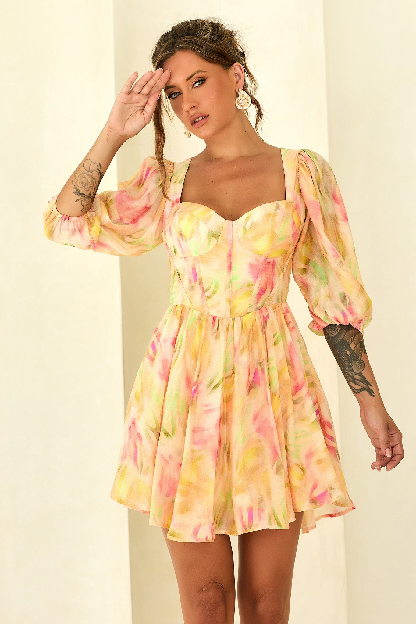 Soulful Days Woven Mini Dress - Yellow Multi