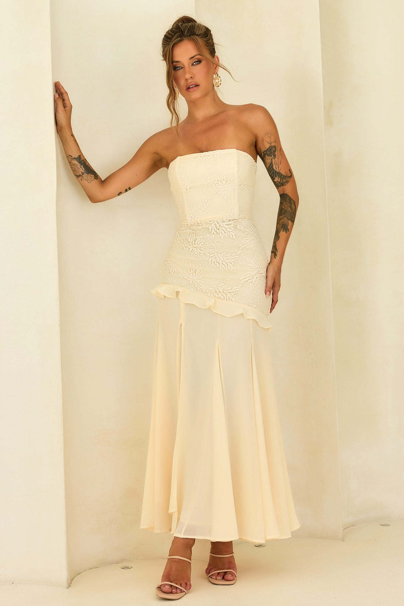 Sugar Reverie Lace Maxi Dress - Ivory