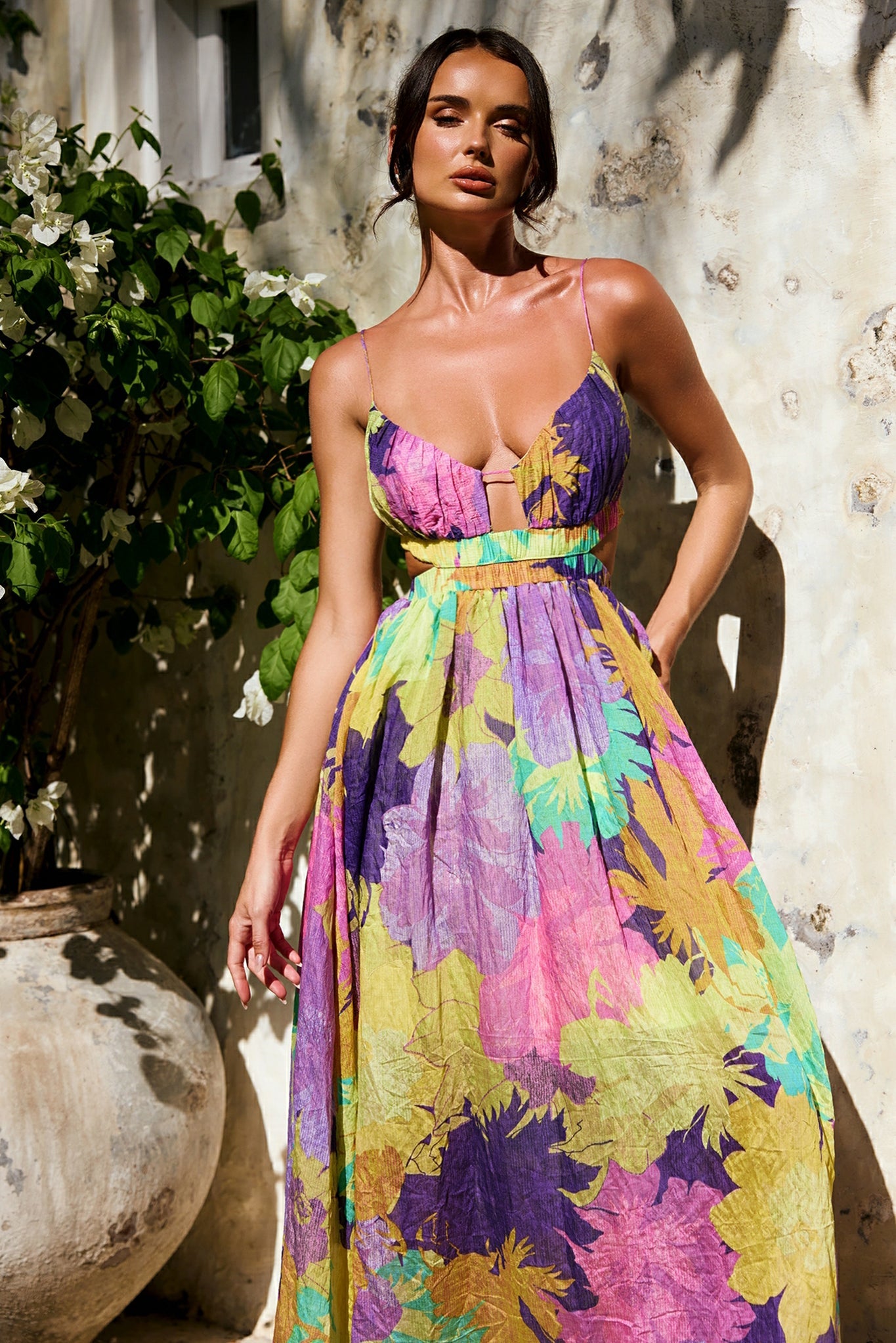 Taking It Maxi Dress - Yellow Multi