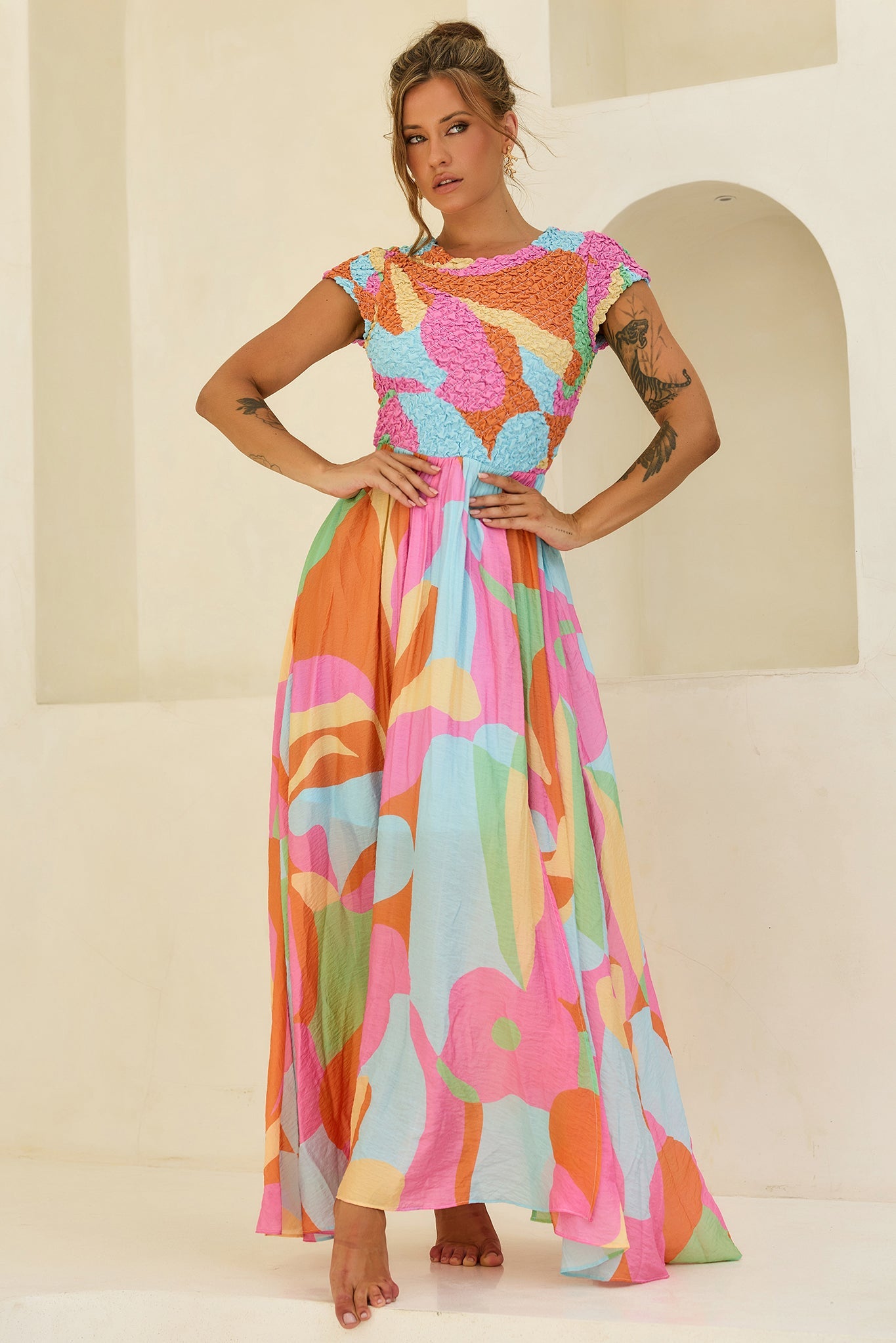 You For Me Woven Maxi Dress - Aqua Multi
