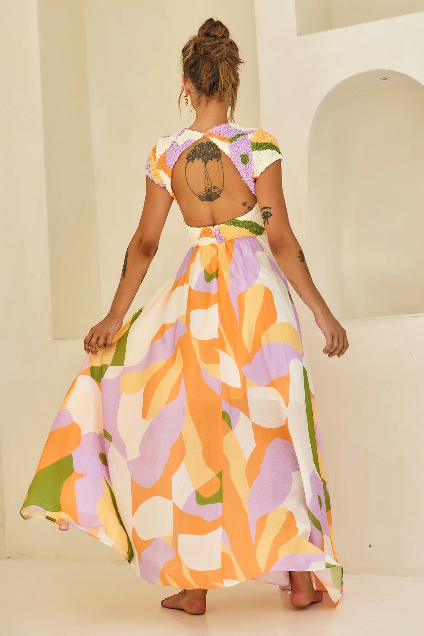 You For Me Woven Maxi Dress - Orange Multi