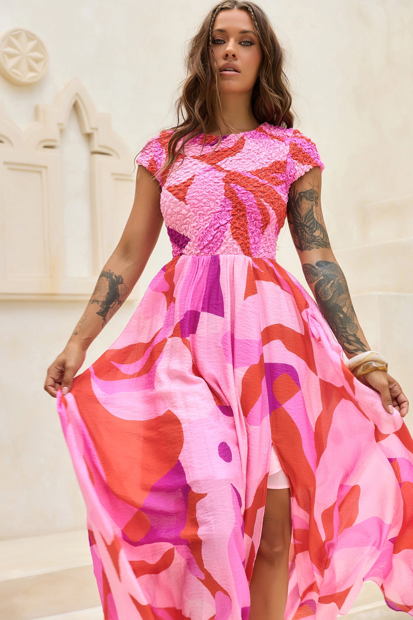 You For Me Woven Maxi Dress - Pink Multi